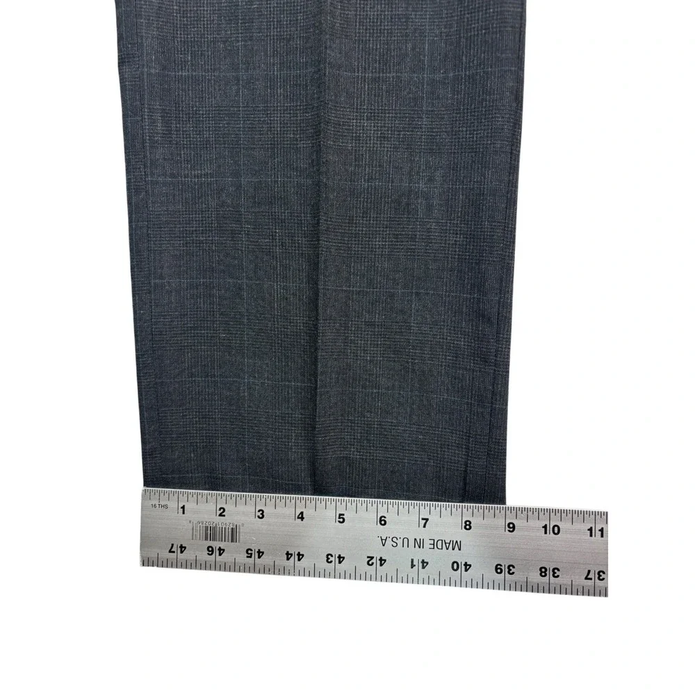 vtg 90s Charcoal Glen Plaid 40R 34x29 2pc Pant Suit Pleated High Waisted Wool